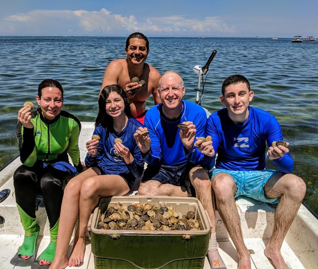 a picture of a cooler full of scallops harvested in Homosassa Florida