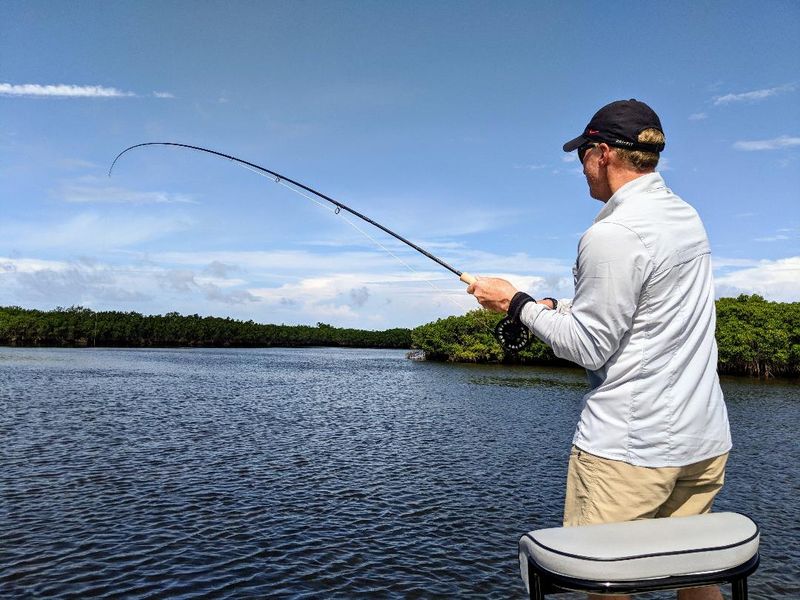 A fly fisherman on a Crystal river fishing charter