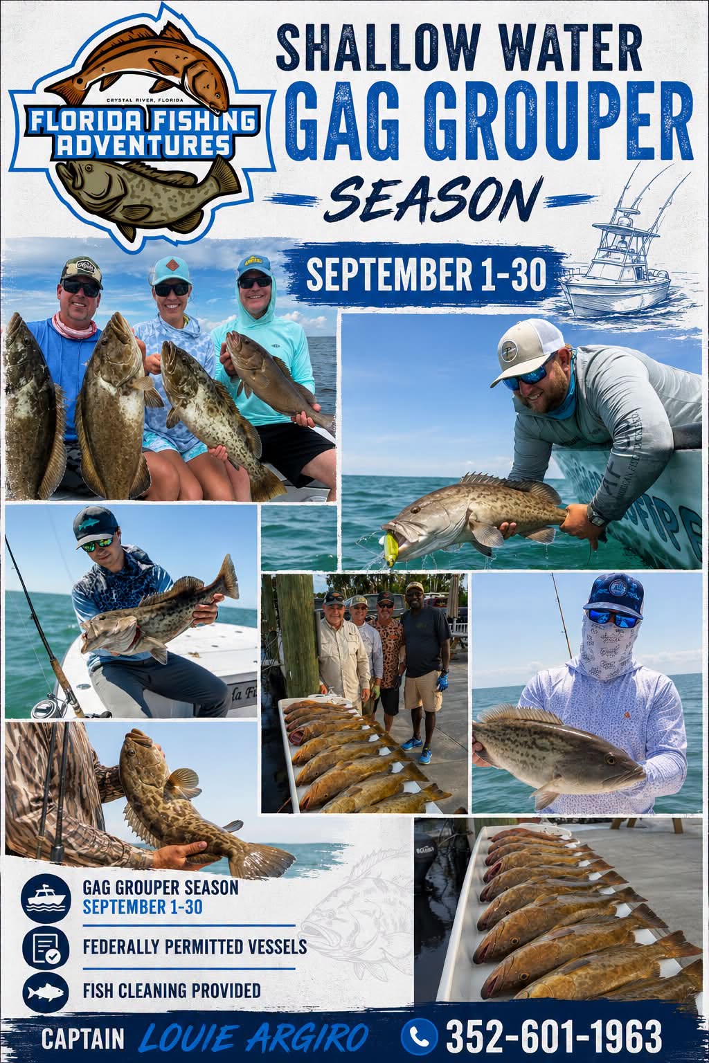 Summer Scalloping & Shallow Water Gag Grouper Season Prep in Crystal River A picture of Crystal River Florida Fishing Adventures Summer Scalloping & Shallow Water Gag Grouper Season Prep in Crystal River