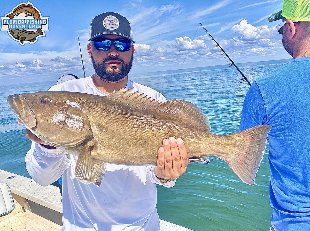 a fisherman with a grouper